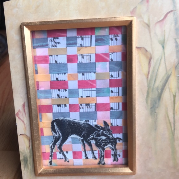 I Doe Love You Deer Framed Hand Woven Paper Vintage Children’s Collage Book Art - Picture 2 of 6